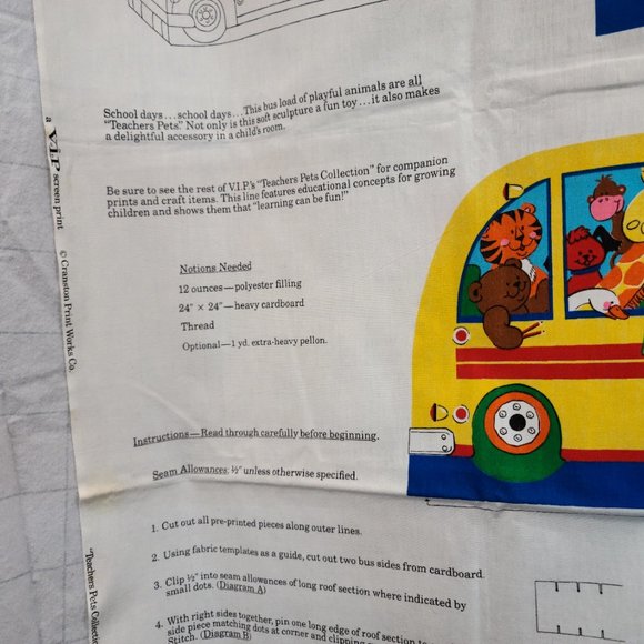 Teachers Pets School Bus Soft Sculpture Fabric Panel by Cranston - Picture 5 of 12